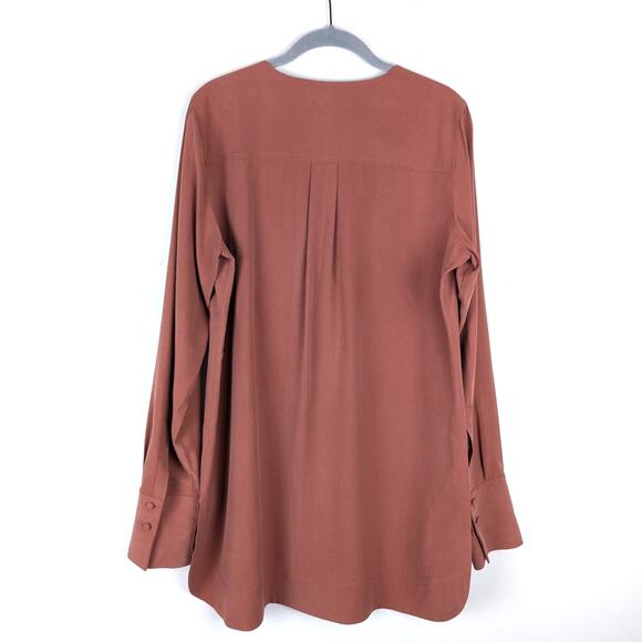 Soft Surroundings Dusty Rose Split V-Neck Half Button Silk Tunic Size Medium‎ - Picture 6 of 8